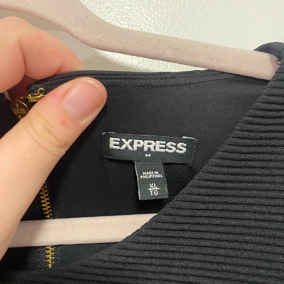 Express Ribbed Bodycon Dress with Keyhole Black Zipper Size XL Goth Grunge - Picture 4 of 6